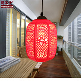 中式陶瓷灯具阳台灯餐厅吧台楼梯灯创意过道灯单头中国红灯笼吊灯