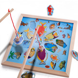 儿童益智木制玩具 磁性小猫钓鱼钓钓乐亲子互动游戏 卡通动物模型