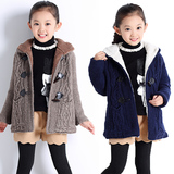 女童冬款外套针织毛衣羊毛衫开衫加厚加绒2014正品中大童大码包邮