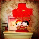 婚庆台灯卧室婚庆红色床头灯 创意结婚礼品 树脂娃娃台灯婚房摆件