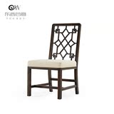 东西合意窗影麻色布艺餐椅 现代新中式榉木棉麻环保休闲椅餐厅椅
