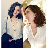 香港正品代购杨幂明星同款韩国时尚气质修身白色长袖衬衫衬衣女装