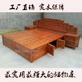 实木储物床中式雕花1.5米榆木床单人床1.8*2米双人床仿古红木家具