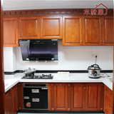 北京厨房整体橱柜定制欧式实木柜体大理石台面橱柜开放式厨柜定做