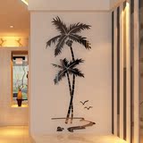 玄关背景墙现代简约椰树墙面装饰品亚克力3d立体墙贴客厅卧室餐厅