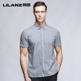 Lilanz/利郎短袖衬衫中年男士修身夏季休闲衬衣花衬衫男5XXC019