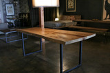 精卓家居复古工业风格做旧家具设计师铁木餐桌椅LOFT工作台老松木