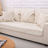 新品123小沙发垫巾组合沙发纯白色布艺纯棉简约现代中式坐垫防滑