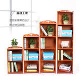 加厚组合书柜书架储物收纳置物架创意仿古艺术简易多功能实木楠竹