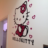 3D立体亚克力水晶卡通可爱凯蒂猫墙贴儿童房女孩卧室墙壁装饰画