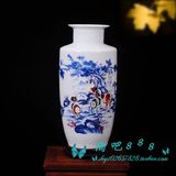 景德镇陶瓷花瓶 台面瓷器摆件 简约白色装饰品 动物瓷瓶 三阳开泰