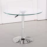 咖啡桌圆形接待洽谈桌时尚创意简约现代钢化玻璃升降茶几小圆桌子