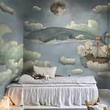 卡通海洋儿童房墙纸女孩男孩壁纸无纺布卧室温馨环保欧式壁画