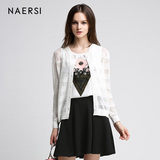 NAERSI/娜尔思2016夏装新款 镂空蕾丝针织开衫空调长袖短款小外套