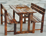 碳化实木火锅桌椅组合自助烧烤实木火锅餐桌长方形专用麻辣烫桌子