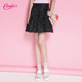 Candie's2016夏新款纯色甜美欧根纱短裙剪花蓬蓬裙半身裙30062226