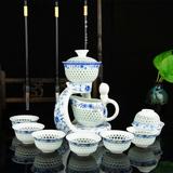 玲珑半全自动青花瓷整套功夫陶瓷茶具创意镂空过滤流水懒人泡茶器