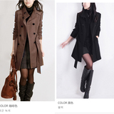 正品代购韩国SZ2015女冬新款韩版修身显瘦大衣中长款大码毛呢外套