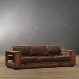 美式复古铁艺实木沙发椅卡座茶几沙发现代酒吧办公客厅沙发长椅子