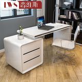 新款书房台式电脑桌 现代简约家用卧室白色烤漆书桌书架书柜组合