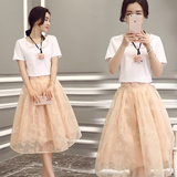 夏季新款时尚潮流个性欧美韩范气质女装热卖爆款雪纺网纱裙套装！