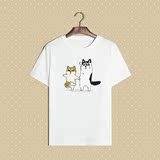 2016夏季新款圆领短袖T恤女 卡通可爱狗狗印花学生宽松纯棉半袖