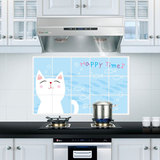 油烟贴厨房耐高温铝箔防油贴纸瓷砖贴防水墙贴油烟机橱柜壁纸小猫