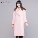 bello sz贝洛安2015冬装新款修身显瘦羊毛呢大衣女中长款外套 厚