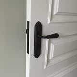 美国双山铜锁贝尔维帝室内简约复古美式门锁仿古黑色静音全铜门锁