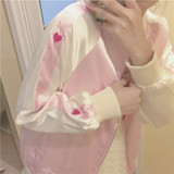 2016秋季新款韩版字母绣花棒球服女粉色BF风宽松短外套夹克