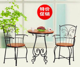 铁艺折叠 咖啡厅餐桌椅简约休闲客厅户外阳台套三桌椅实木小圆桌