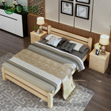 实木床双人床1.5 1.8米大床松木床儿童床1米单人床1.2米现代简约