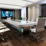 办公家具会议桌烤漆钢木结合简约现代椅组合不锈钢架黑白调高光