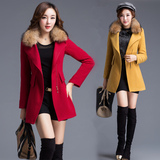 2015秋冬新款韩版时尚女装修身收腰气质毛呢外套呢子褂厚妮子大衣