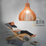 中式个性创意木头餐厅吊灯北欧宜家实木质创意吧台美式木艺术灯具