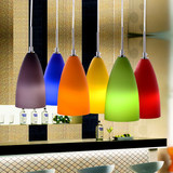 彩色玻璃餐厅吊灯三头饭厅吊灯现代简约餐厅LED 创意吧台单头吊灯