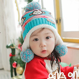 宝宝帽子冬季加绒护耳帽男女童韩版儿童毛线帽婴儿保暖帽卡通包邮