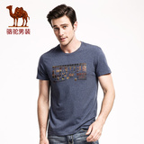 骆驼牌男装 2016新款夏季圆领字母数字男青年青春活力短袖T恤衫
