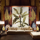 大型壁画东南亚风格壁纸客厅壁纸壁画沙发电视背景墙纸芭蕉叶墙布