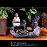 新中式古典客厅茶几 禅意弹琴流水台摆件 中国传统美德禅意工艺品