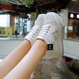 时尚韩版帆布鞋女内增高厚底松糕运动卡通动漫高帮板鞋舒适小白鞋