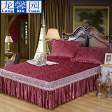 欧式加厚夹棉纯色蕾丝花边床裙1.5/1.8m2.0米床罩床盖单床品家纺