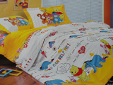 热销维尼全棉斜纹面料卡通床上用品婴儿床围床单被罩布料AB版加工