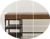 美式复古铁艺实木电脑桌台式家用卧室书房学习办公桌书桌书架组合