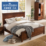 圣蒂斯堡 美式乡村实木双人床1.5米1.8米简约复古实木床卧室家具