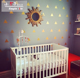 INS系列儿童房黑白色PVC三角形墙贴金色贴纸欧美宝宝房装饰背景墙
