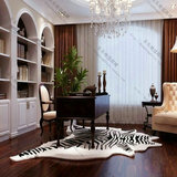 异形虎皮牛皮 欧式现代简约时尚 黑白客厅茶几书房卧室床边地毯