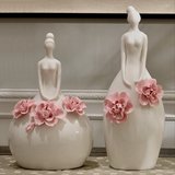 欧式陶瓷花瓶创意艺术美少女摆件客厅电视酒柜装饰品结婚礼物