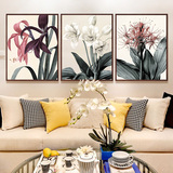 格丽 客厅装饰有框画现代简约挂画家庭餐厅墙画三联花卉 百年好合