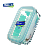 韩国Glasslock耐热钢化玻璃饭盒长方形微波炉专用保鲜盒餐盒400ML